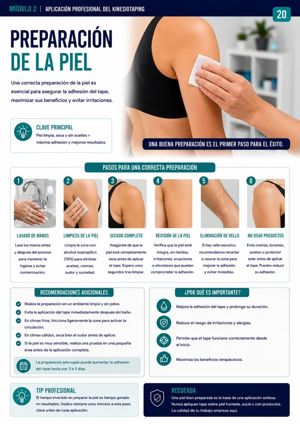 Página 20: preparación de la piel