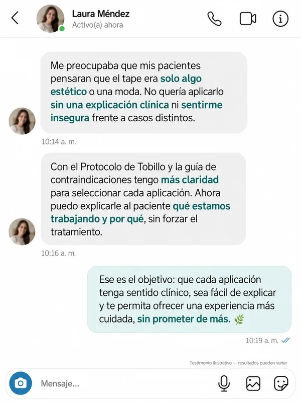 Mensaje de una fisioterapeuta sobre Tape Clínico Pro (1)