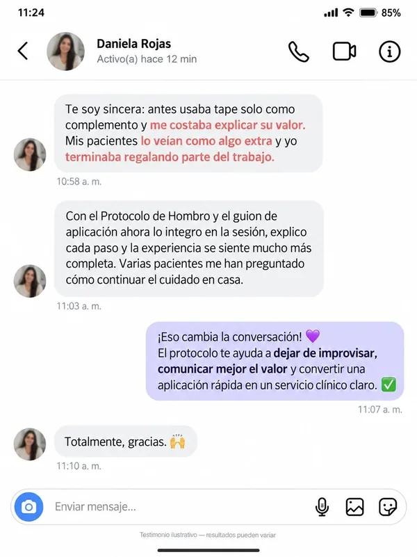 Mensaje de una fisioterapeuta sobre Tape Clínico Pro (2)