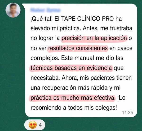 Mensaje de una fisioterapeuta sobre Tape Clínico Pro (5)