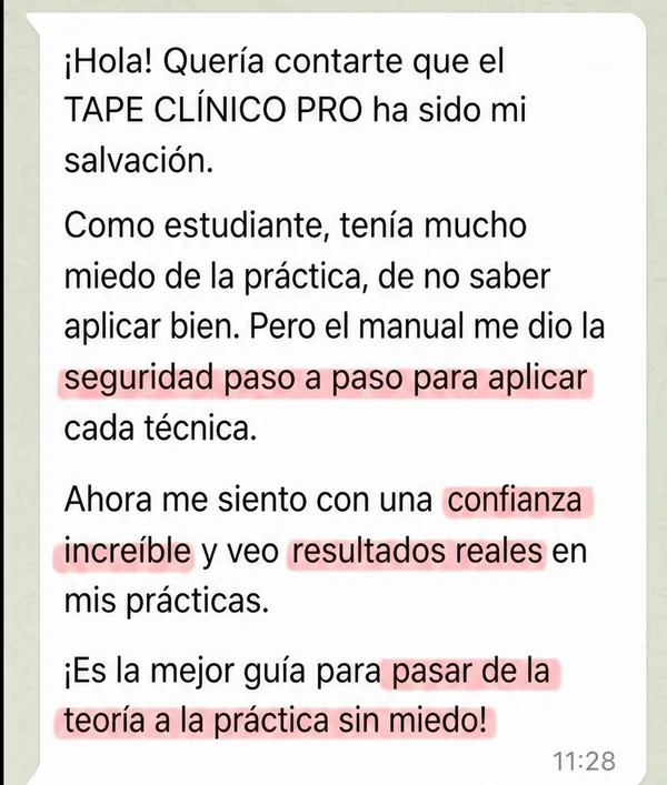 Mensaje de una fisioterapeuta sobre Tape Clínico Pro (6)